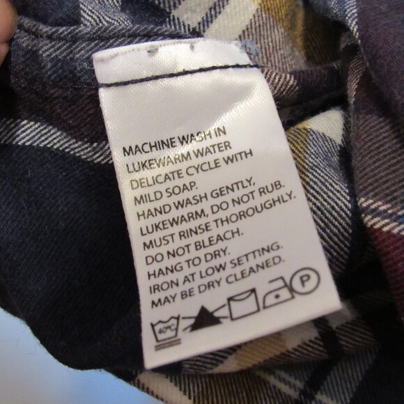 Vintage Viyella London Shirt Blue Flannel Plaid Canada Cotton Wool Blend 1X Tall - Picture 9 of 10